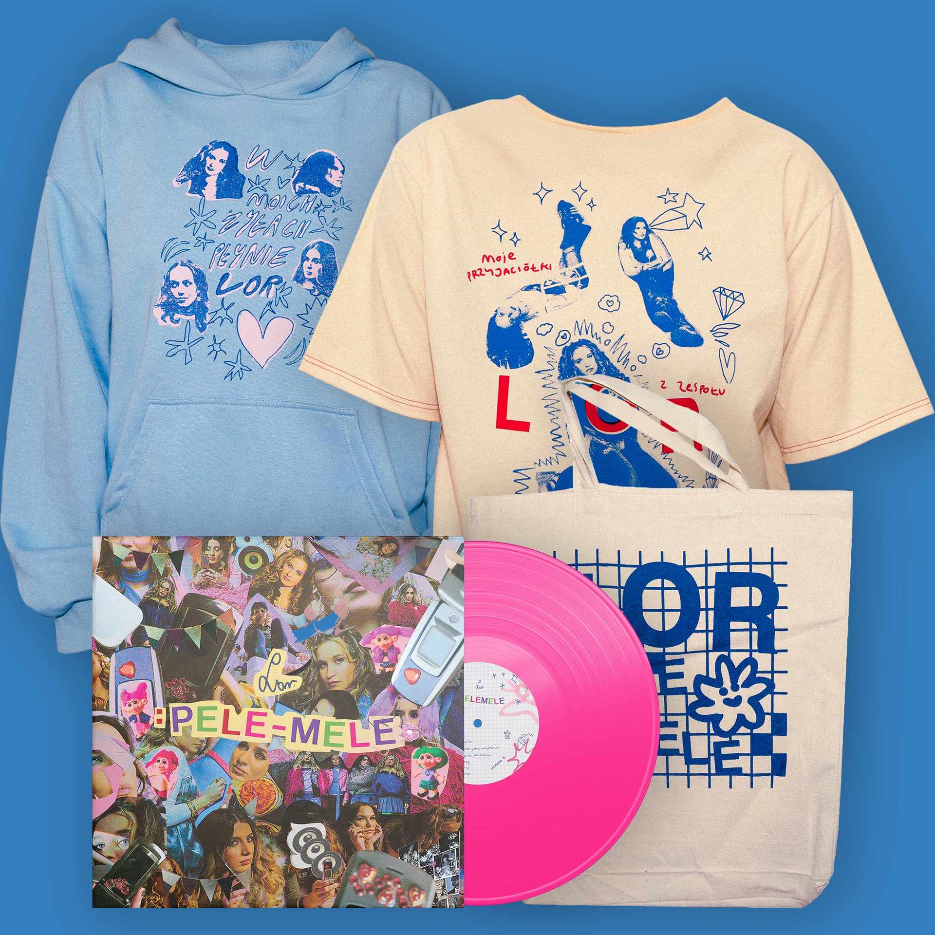 Zestaw LOR pele-mele Vinyl, bluza, kosztulk, torba